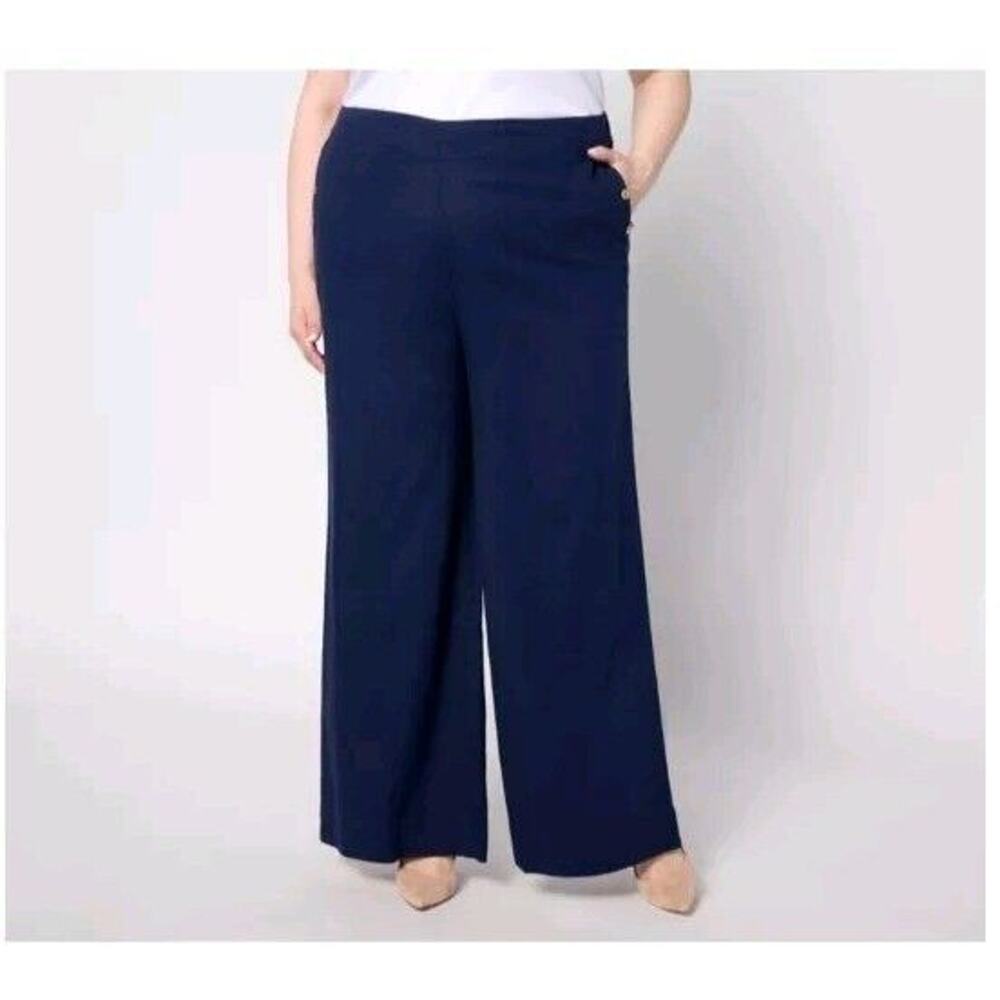 Studio Park Kerstin Lindquist Reg Tailored Beach Pants Navy Size L A637425 NWOT